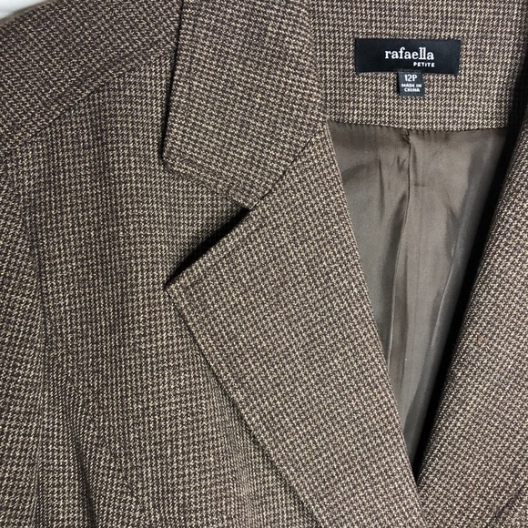 Rafaella Tweed Two Button Peplum Blazer Brown and Black 12P - Picture 9 of 10